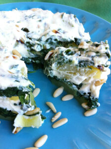 tortino cime di rape patate con crema ai formaggi